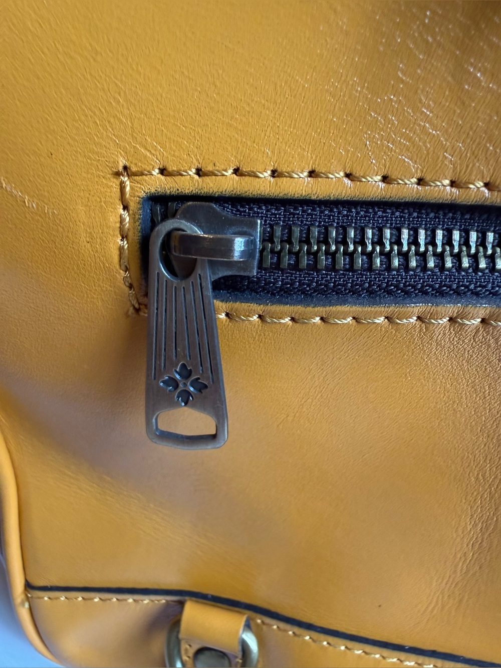 Patricia Nash Mustard Yellow Embossed Floral Satchel - Picture 7 of 7